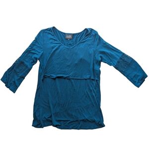 Milk Nursingwear Top Shirt Womens Medium Blue Long Sleeve‎ Soft Jersey Knit